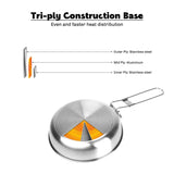 Fire Maple 304 Stainless Steel Foldable Frying Pan with Tri-ply Construction Base Antarcti 8 Inch Frypan for Outdoor Camping