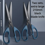 Deli 210/175mm Black Stainless Steel Scissors Business Office Stationery Home Tailor Shears Kitchen Knife Cutter Cutting Tool