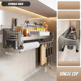 Wall-mounted Kitchen Organizer Shelf Spice Storage Rack Household Seasoning Chopsticks Knife Spoon Shovel Storage Holder
