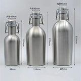 32OZ/64OZ Stainless Steel Homebrew Beer Growler Portable  Barrel Secure Swing Top Lid Craft Bottle