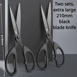 Deli 210/175mm Black Stainless Steel Scissors Business Office Stationery Home Tailor Shears Kitchen Knife Cutter Cutting Tool