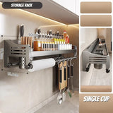 Wall-mounted Kitchen Organizer Shelf Spice Storage Rack Household Seasoning Chopsticks Knife Spoon Shovel Storage Holder