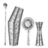 Tiki Stainless Steel 5 Piece Cocktail Set Tin-on-Tin Shaker, Jigger, Spoon and Strainer