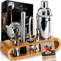 10-Piece Mixology Bartender Kit Bar Tool Set With Stylish Bamboo Stand Perfect Home Bartending Kit Martini Cocktail Shaker Set