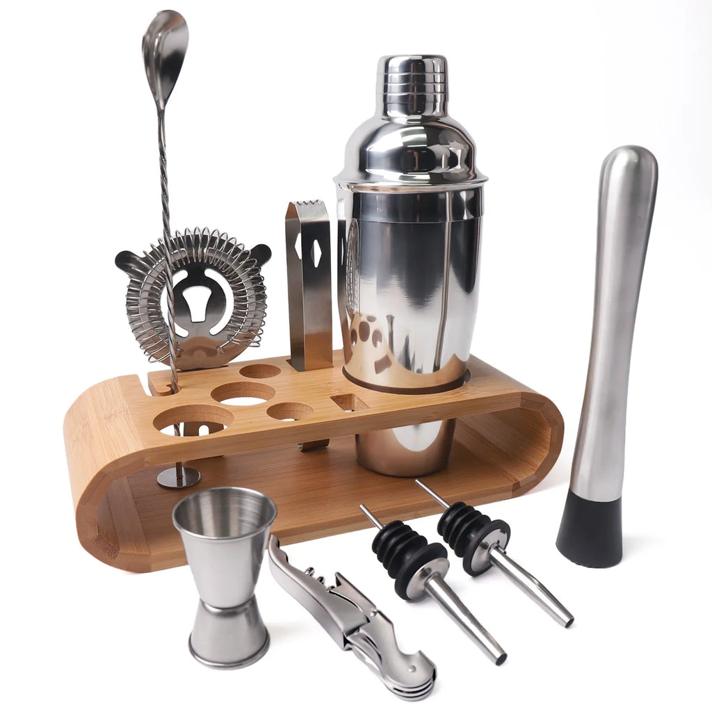 10-Piece Mixology Bartender Kit Bar Tool Set With Stylish Bamboo Stand Perfect Home Bartending Kit Martini Cocktail Shaker Set