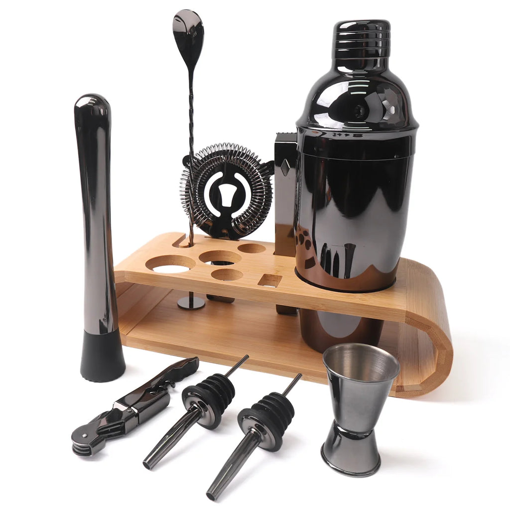 10-Piece Mixology Bartender Kit Bar Tool Set With Stylish Bamboo Stand Perfect Home Bartending Kit Martini Cocktail Shaker Set
