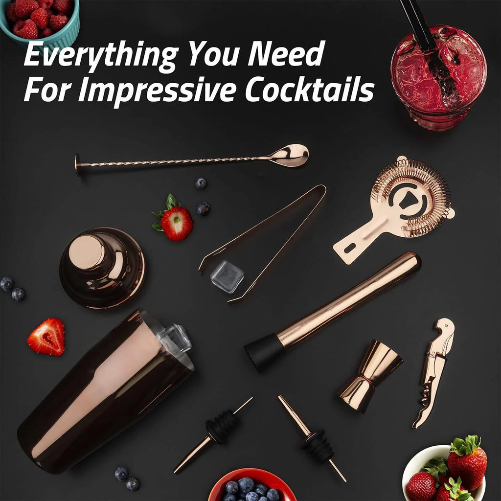 10-Piece Mixology Bartender Kit Bar Tool Set With Stylish Bamboo Stand Perfect Home Bartending Kit Martini Cocktail Shaker Set