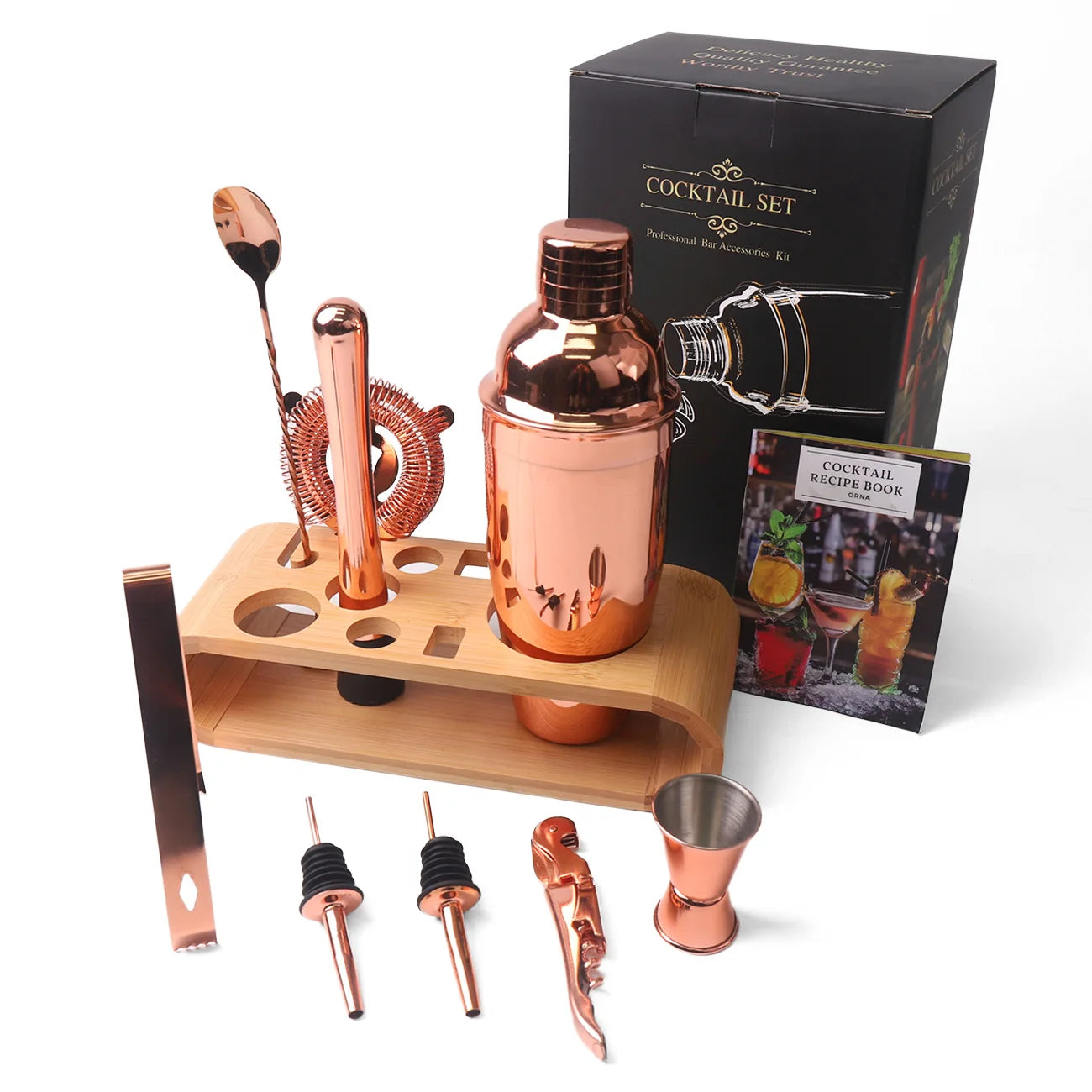10-Piece Mixology Bartender Kit Bar Tool Set With Stylish Bamboo Stand Perfect Home Bartending Kit Martini Cocktail Shaker Set