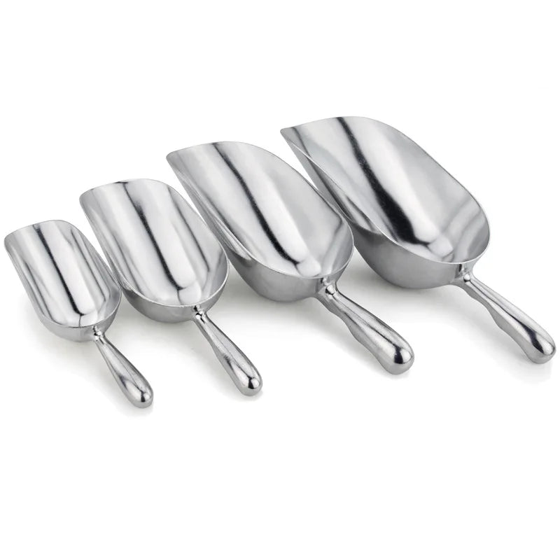 4-Size Aluminum Alloy Ice Shovel Scoop Multifunctional Grain Coffee Beans Bar Cube Scraper Measuring Spoon Kitchen Accessories