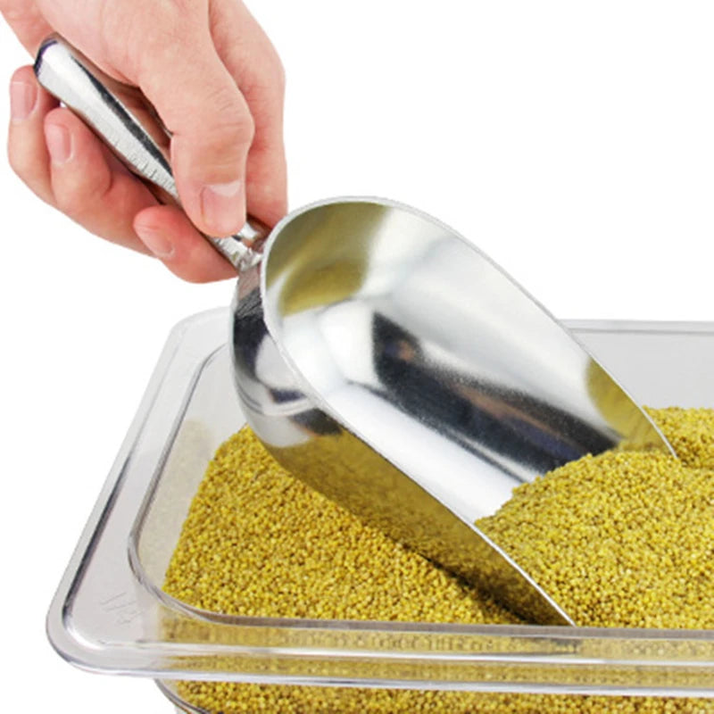4-Size Aluminum Alloy Ice Shovel Scoop Multifunctional Grain Coffee Beans Bar Cube Scraper Measuring Spoon Kitchen Accessories