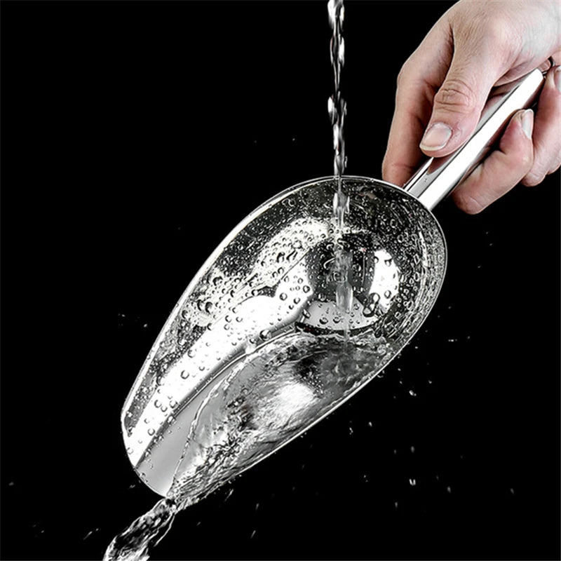 4-Size Aluminum Alloy Ice Shovel Scoop Multifunctional Grain Coffee Beans Bar Cube Scraper Measuring Spoon Kitchen Accessories