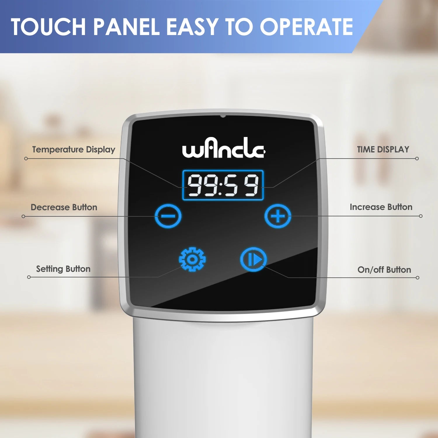 Wancle 1100W Vacuum Sous Vide Cooker IPX7 Waterproof Slow Cooker Immersion Circulator Accurate Cooking With LED Digital Display