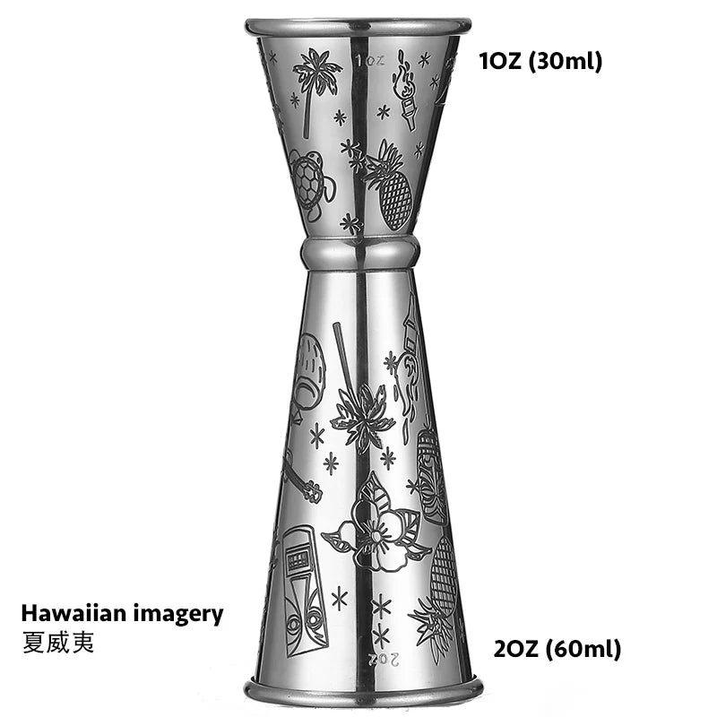 Tiki Stainless Steel 5 Piece Cocktail Set Tin-on-Tin Shaker, Jigger, Spoon and Strainer