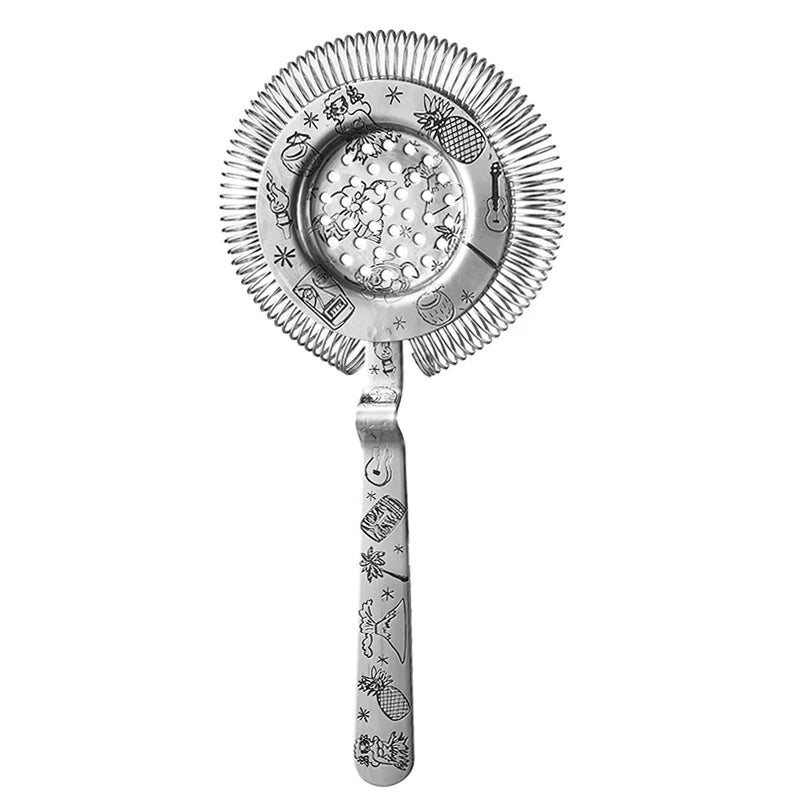 Tiki Stainless Steel 5 Piece Cocktail Set Tin-on-Tin Shaker, Jigger, Spoon and Strainer