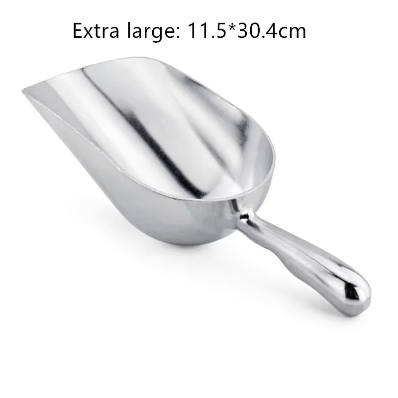 4-Size Aluminum Alloy Ice Shovel Scoop Multifunctional Grain Coffee Beans Bar Cube Scraper Measuring Spoon Kitchen Accessories