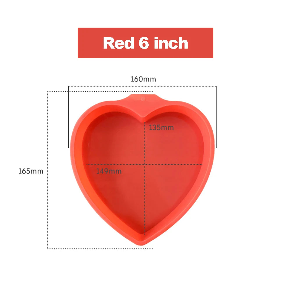 4/6/8 inch Valentine's Day Heart Shaped Cake Pans Non-Stick Reusable Silicone Love Dessert Molds DIY Baking Decoration Tools
