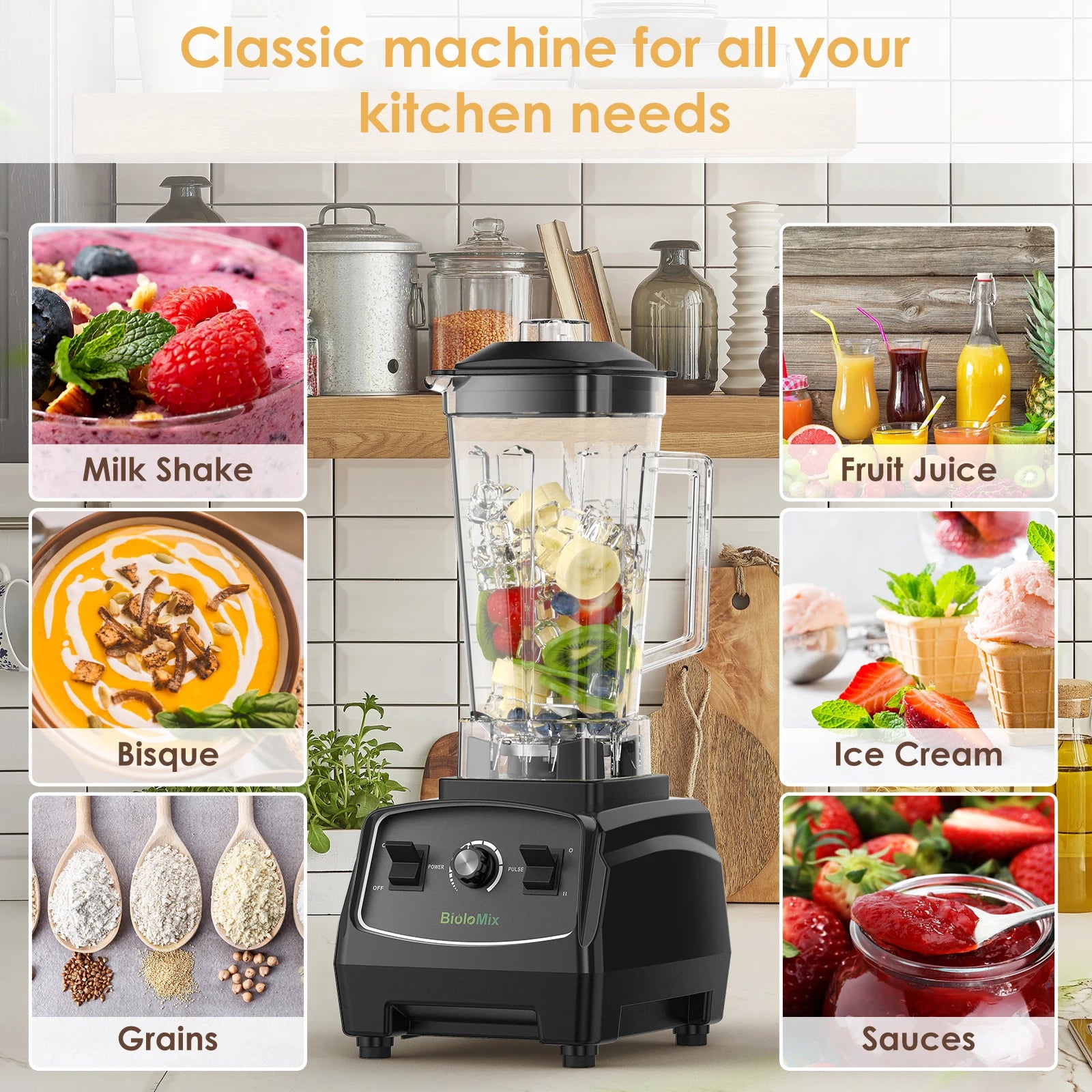 BPA Free 3HP 2200W Heavy Duty Commercial Grade Blender Mixer Juicer High Power Food Processor Ice Smoothie Bar Fruit Blender
