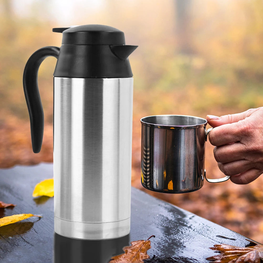 12V 24V 750/300ML Car Heating Cup Stainless Steel Electric Kettle Water Coffee Milk Thermal Mug for Auto Car Winter Accessories