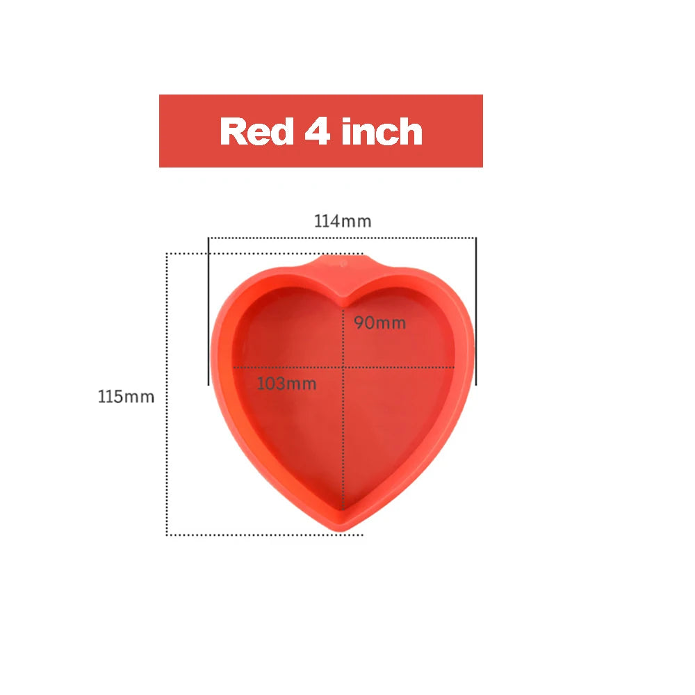 4/6/8 inch Valentine's Day Heart Shaped Cake Pans Non-Stick Reusable Silicone Love Dessert Molds DIY Baking Decoration Tools