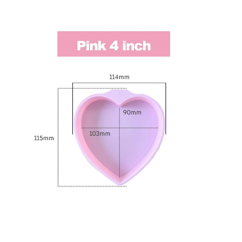 4/6/8 inch Valentine's Day Heart Shaped Cake Pans Non-Stick Reusable Silicone Love Dessert Molds DIY Baking Decoration Tools