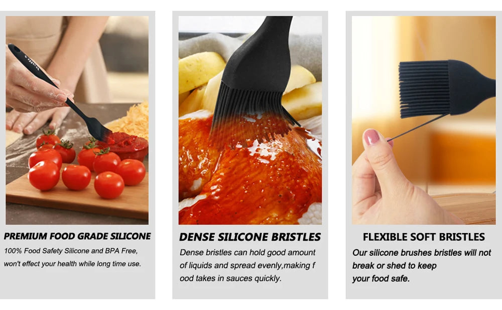 Walfos Silicone Pastry Brush Heat Resistant Basting Oil Brush Set Perfect for Baking BBQ GrillKitchen Cooking BPA Free 5Pcs