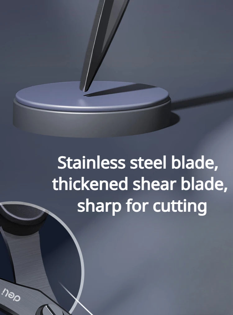 Deli 210/175mm Black Stainless Steel Scissors Business Office Stationery Home Tailor Shears Kitchen Knife Cutter Cutting Tool