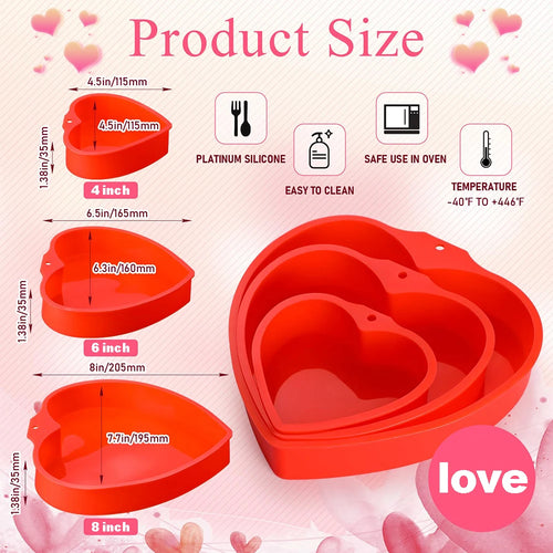 4/6/8 inch Valentine's Day Heart Shaped Cake Pans Non-Stick Reusable Silicone Love Dessert Molds DIY Baking Decoration Tools