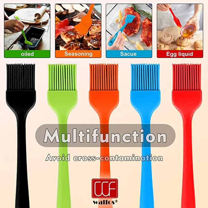 Walfos Silicone Pastry Brush Heat Resistant Basting Oil Brush Set Perfect for Baking BBQ GrillKitchen Cooking BPA Free 5Pcs