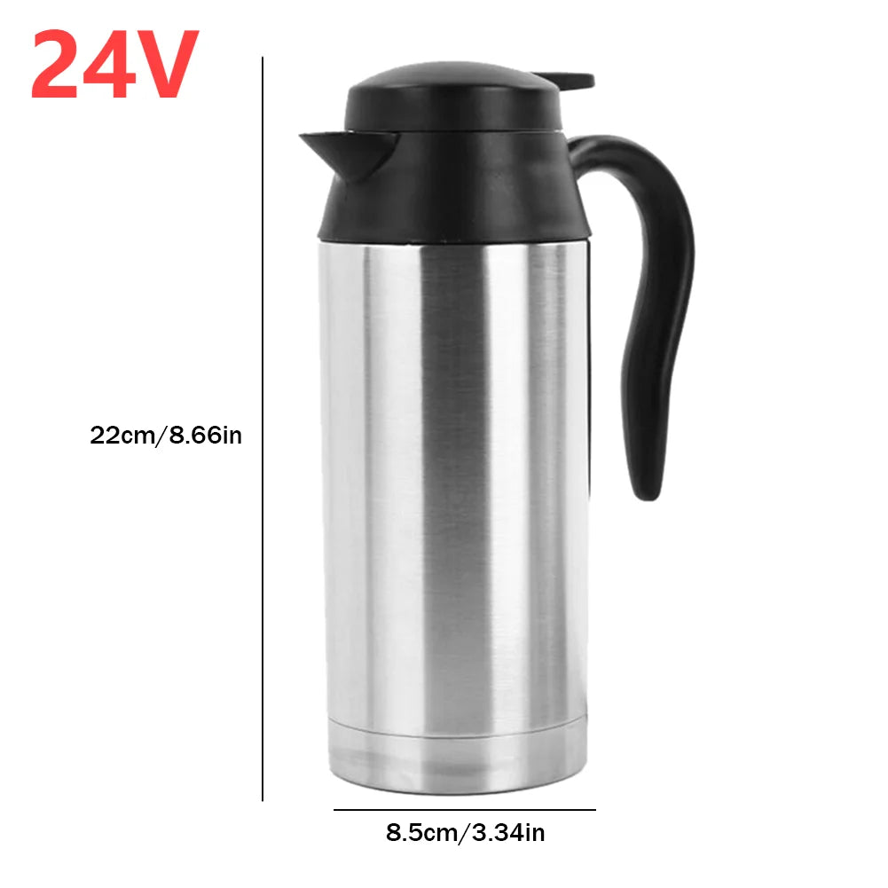 12V 24V 750/300ML Car Heating Cup Stainless Steel Electric Kettle Water Coffee Milk Thermal Mug for Auto Car Winter Accessories
