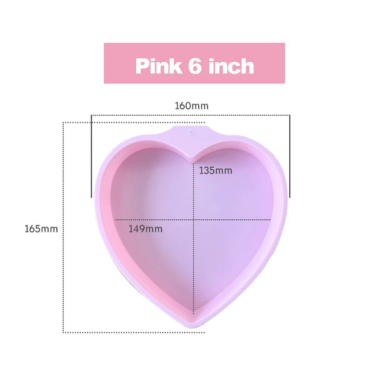 4/6/8 inch Valentine's Day Heart Shaped Cake Pans Non-Stick Reusable Silicone Love Dessert Molds DIY Baking Decoration Tools