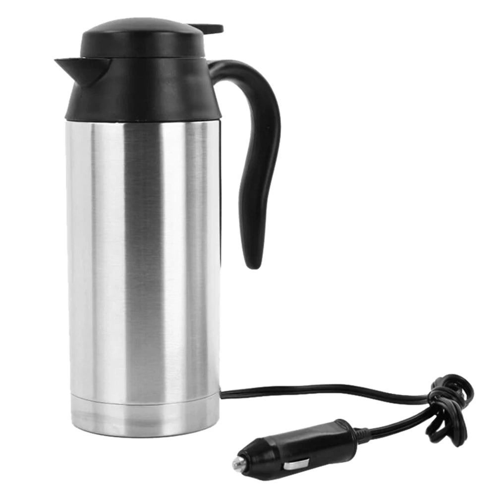 12V 24V 750/300ML Car Heating Cup Stainless Steel Electric Kettle Water Coffee Milk Thermal Mug for Auto Car Winter Accessories