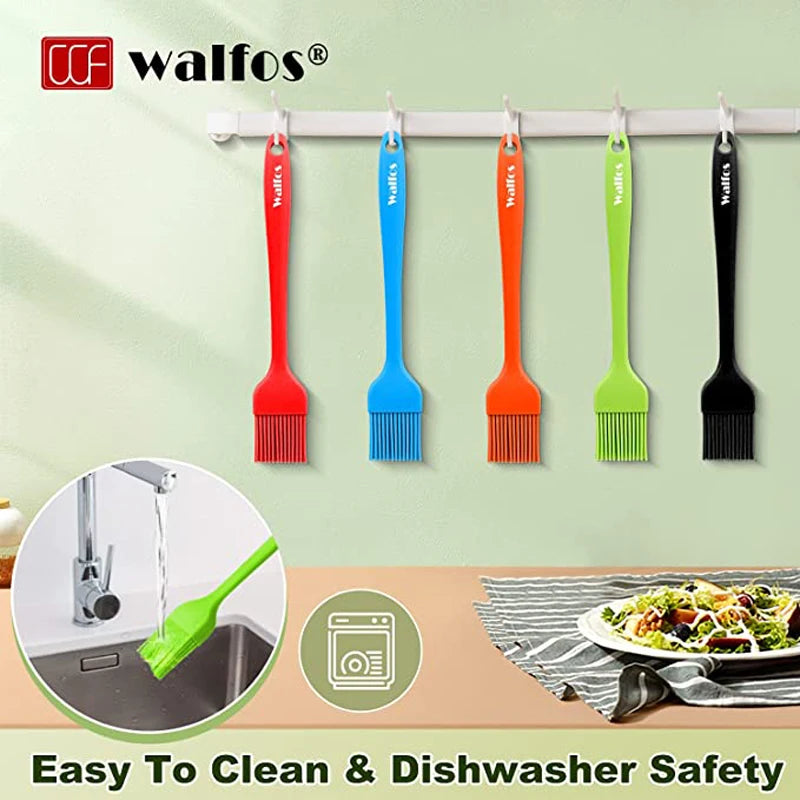 Walfos Silicone Pastry Brush Heat Resistant Basting Oil Brush Set Perfect for Baking BBQ GrillKitchen Cooking BPA Free 5Pcs
