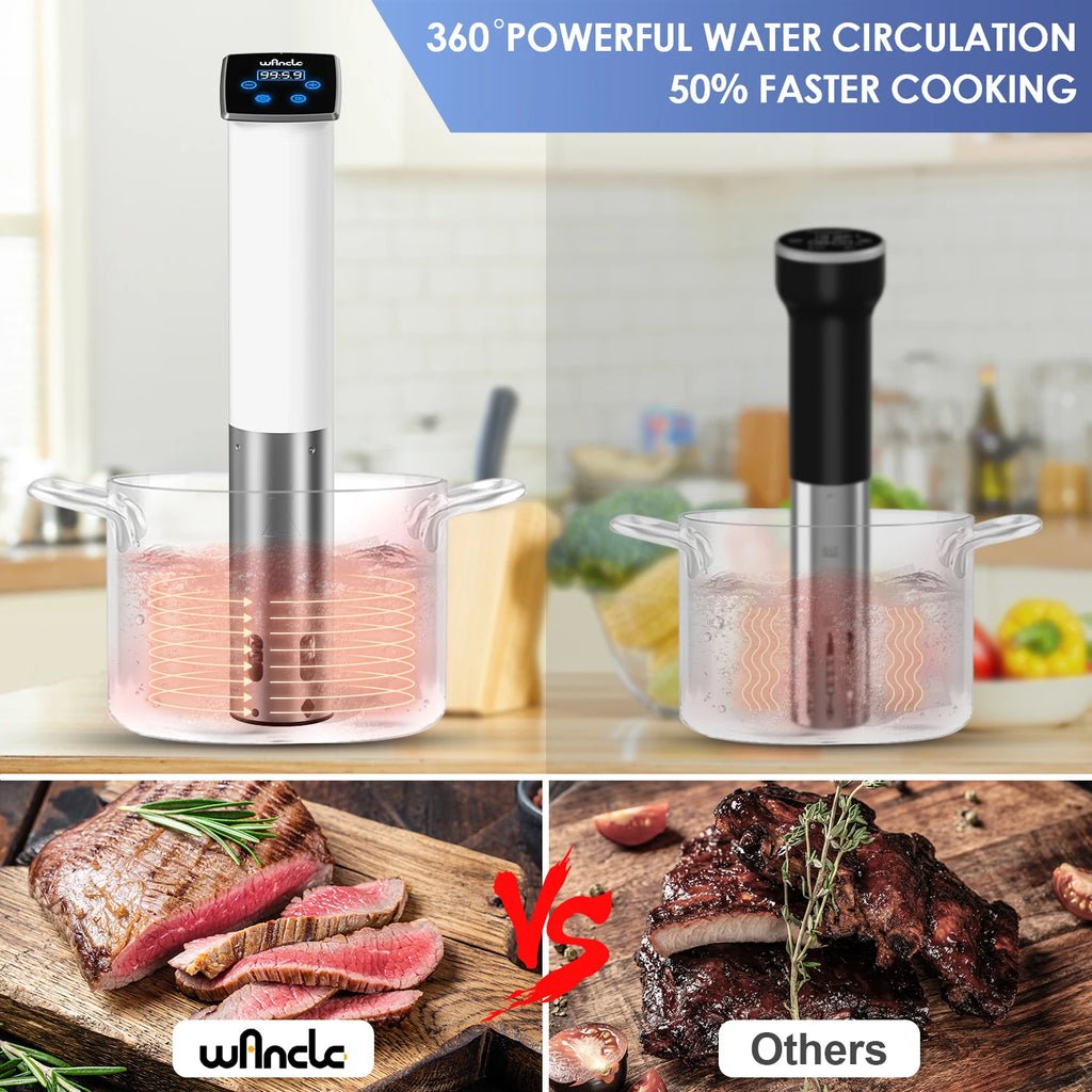 Wancle 1100W Vacuum Sous Vide Cooker IPX7 Waterproof Slow Cooker Immersion Circulator Accurate Cooking With LED Digital Display
